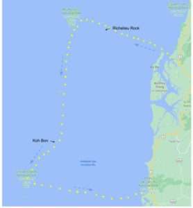 An overview of the route the MV Andaman took.
